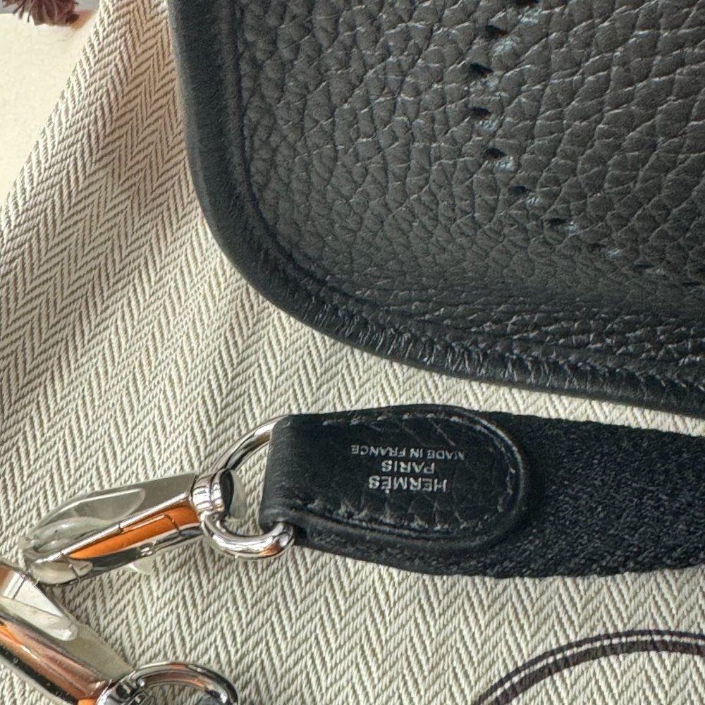 NWT Authentic Hermes Mini Black Leather Evelyn Crossbody Bag - Picture 3 of 12